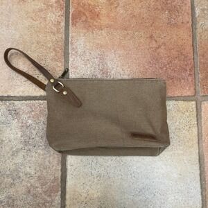Canvas and leather travel/cosmetic, bag